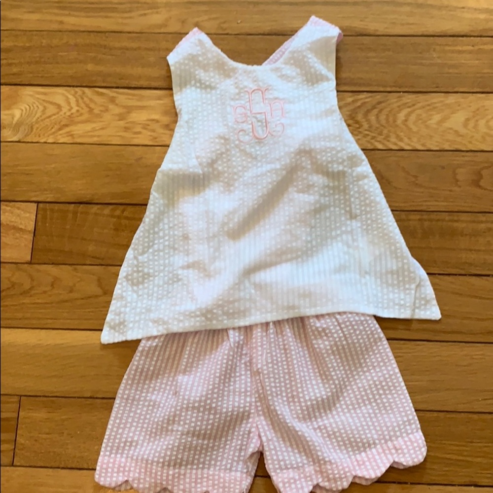 💕💗Smocking Bird 💗💕pink  monogrammed “ssa” short set💗💕